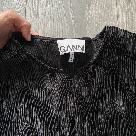 GANNI Pleated Satin Dress - Picture 4 of 8